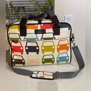 Orla Kiely Cream Multicolor Car Print Travel Bag